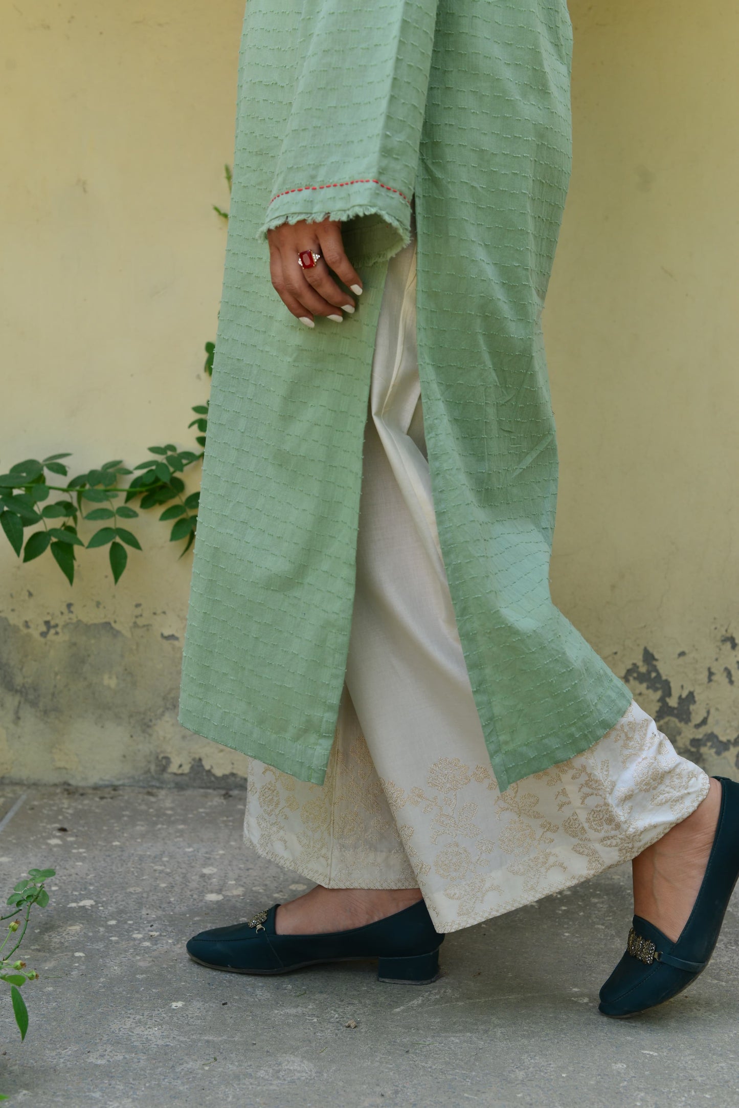 Embroidered Cotton Flared pants