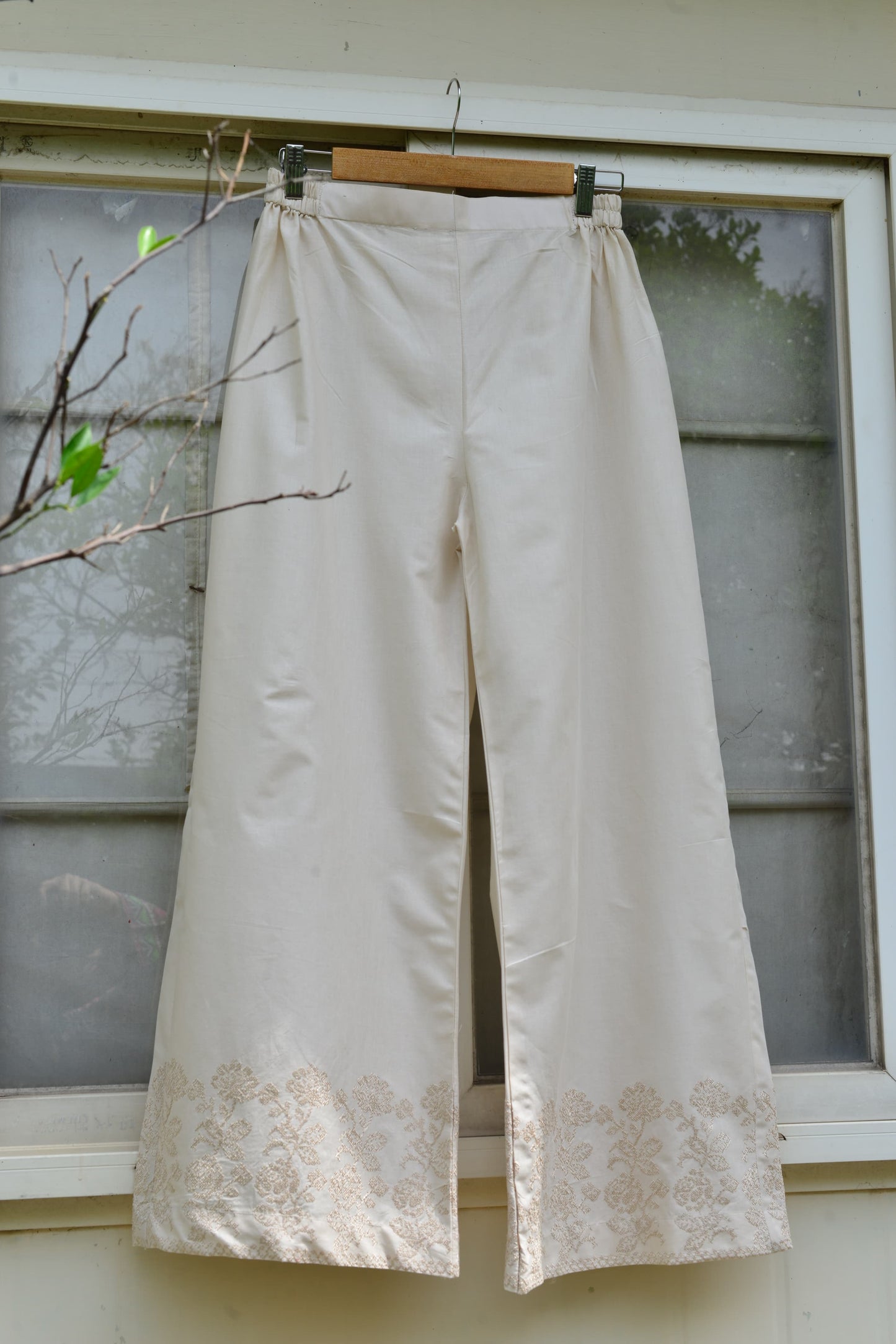 Embroidered Cotton Flared pants