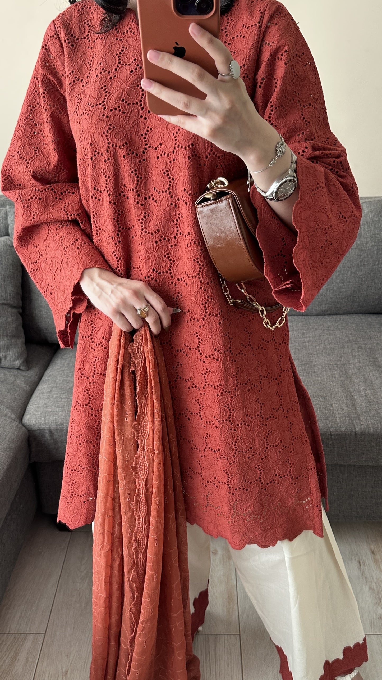 RUST 3PC CHICKENKARI SET
