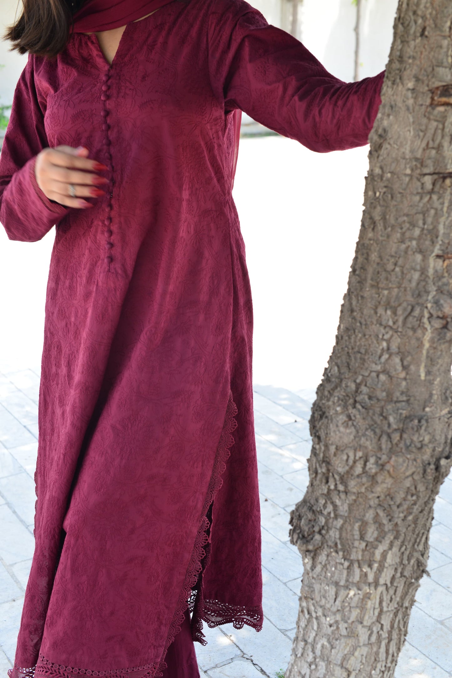 BURGUNDY 3PC CHICKENKARI SET