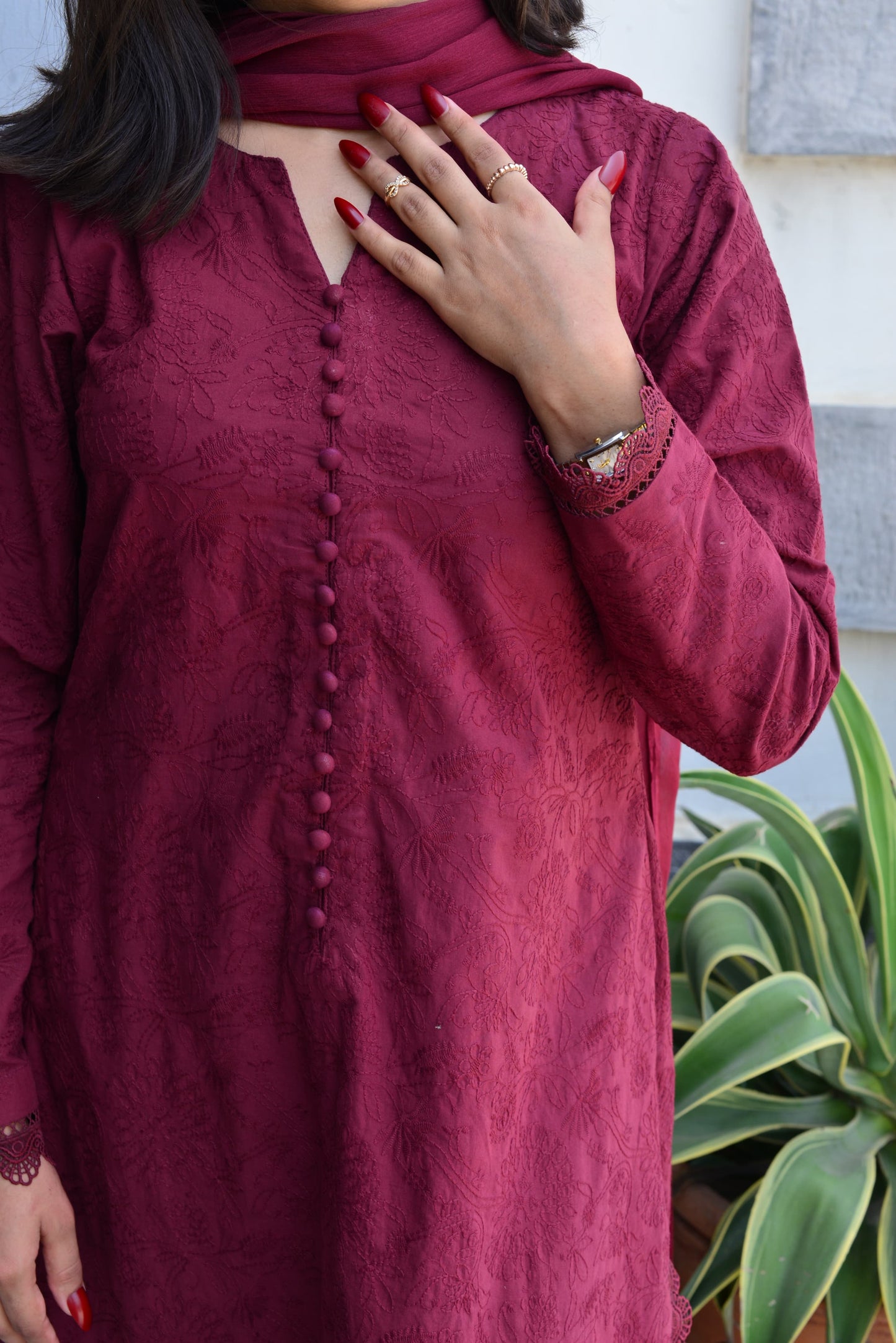 BURGUNDY 3PC CHICKENKARI SET
