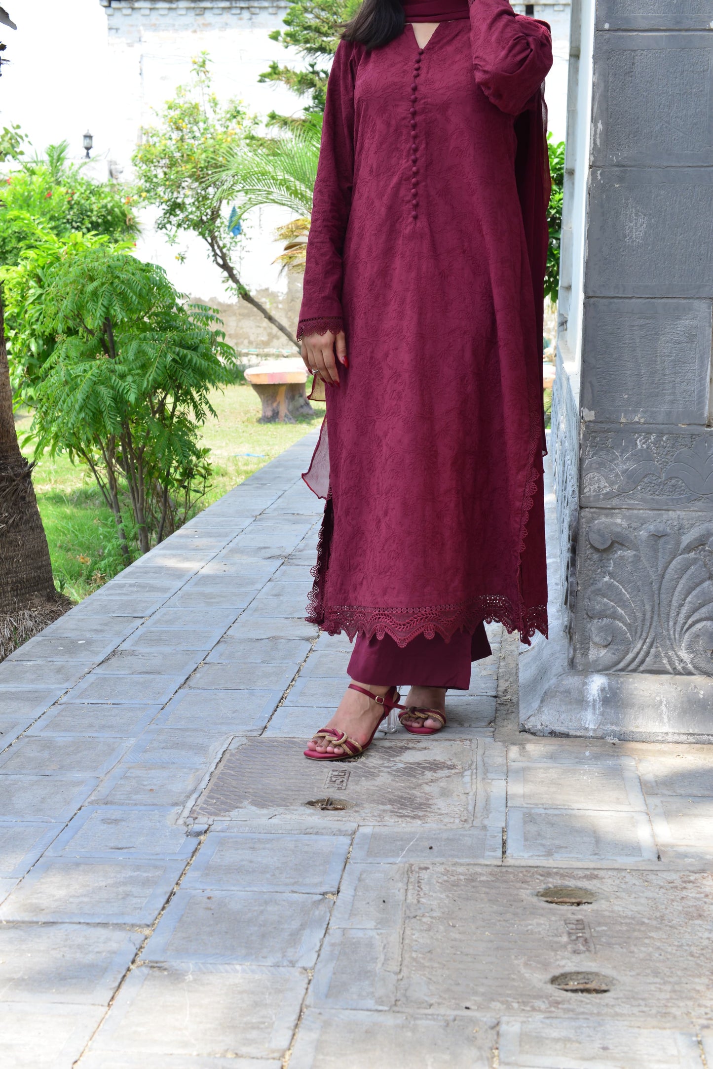 BURGUNDY 3PC CHICKENKARI SET