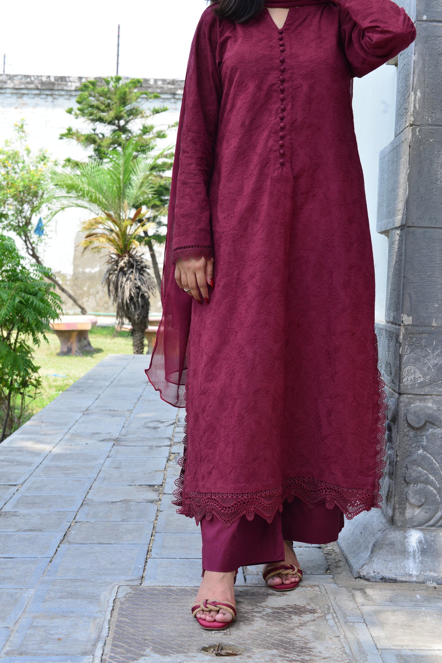 BURGUNDY 3PC CHICKENKARI SET