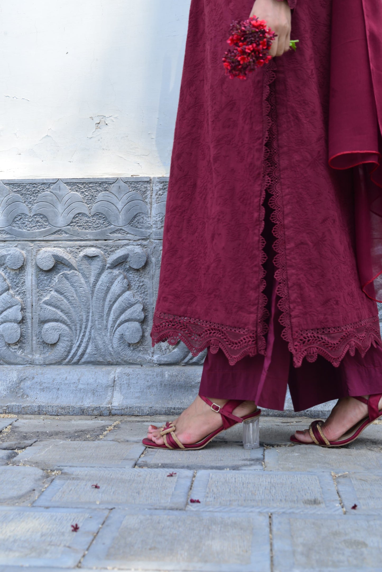 BURGUNDY 3PC CHICKENKARI SET