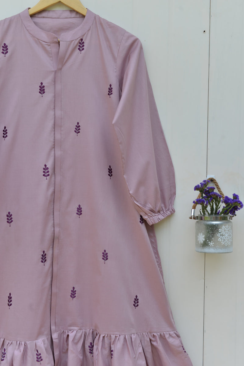 Lavender Embroidered Long Dress