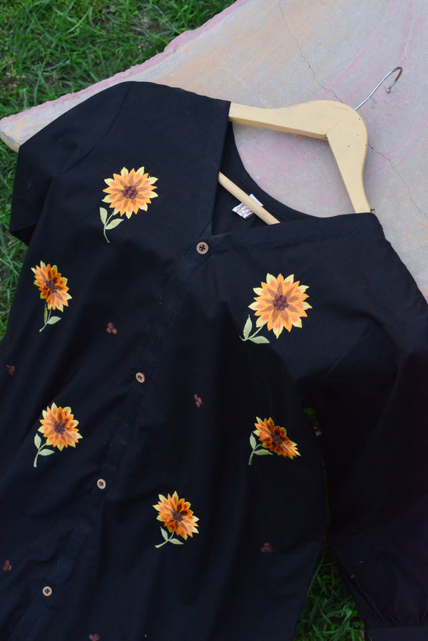 Sunflower Embroidered Long Dress