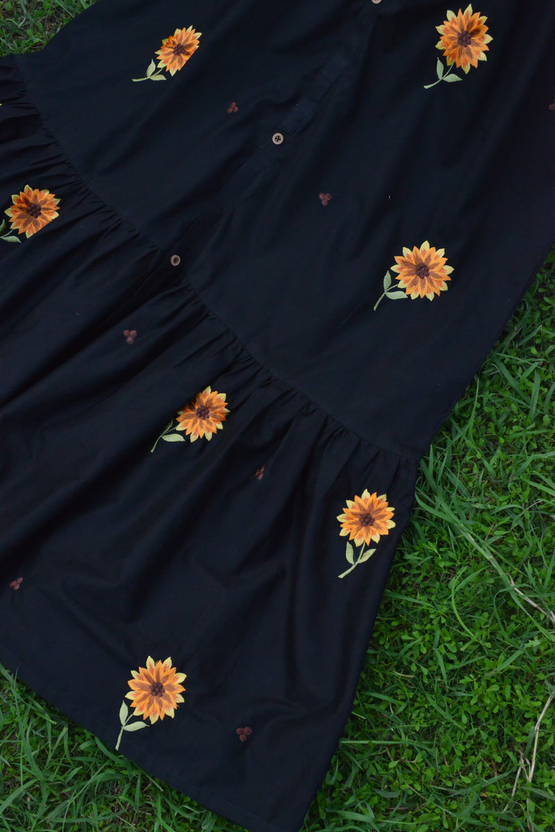 Sunflower Embroidered Long Dress