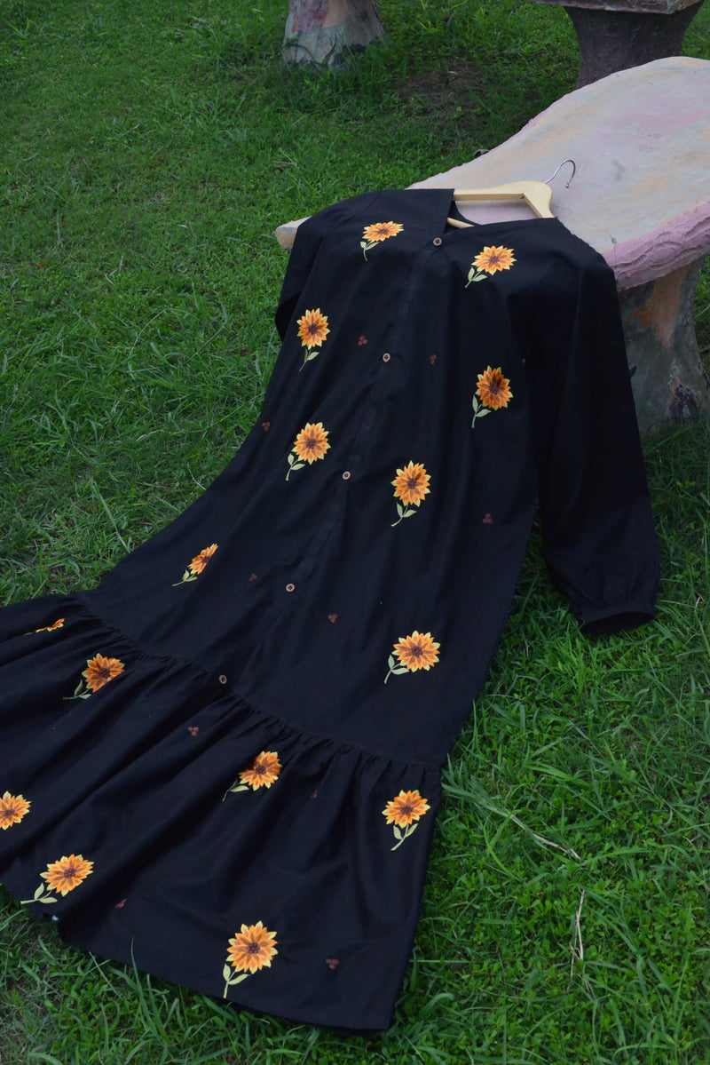 Sunflower Embroidered Long Dress