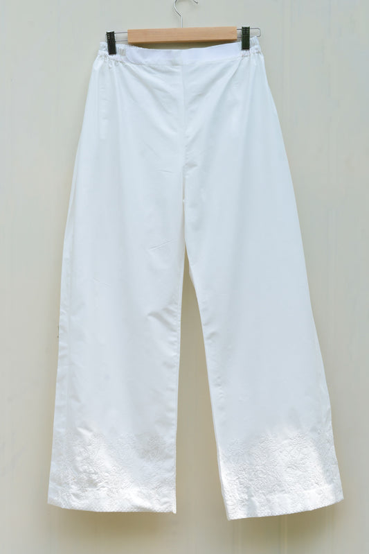 Embroidered flared cotton cullotes
