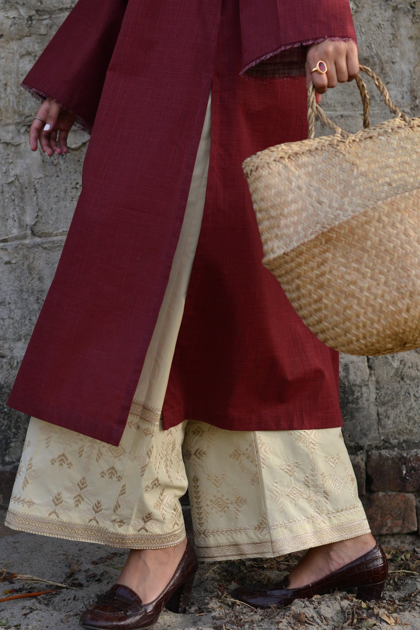 Embroidered flared cotton cullotes