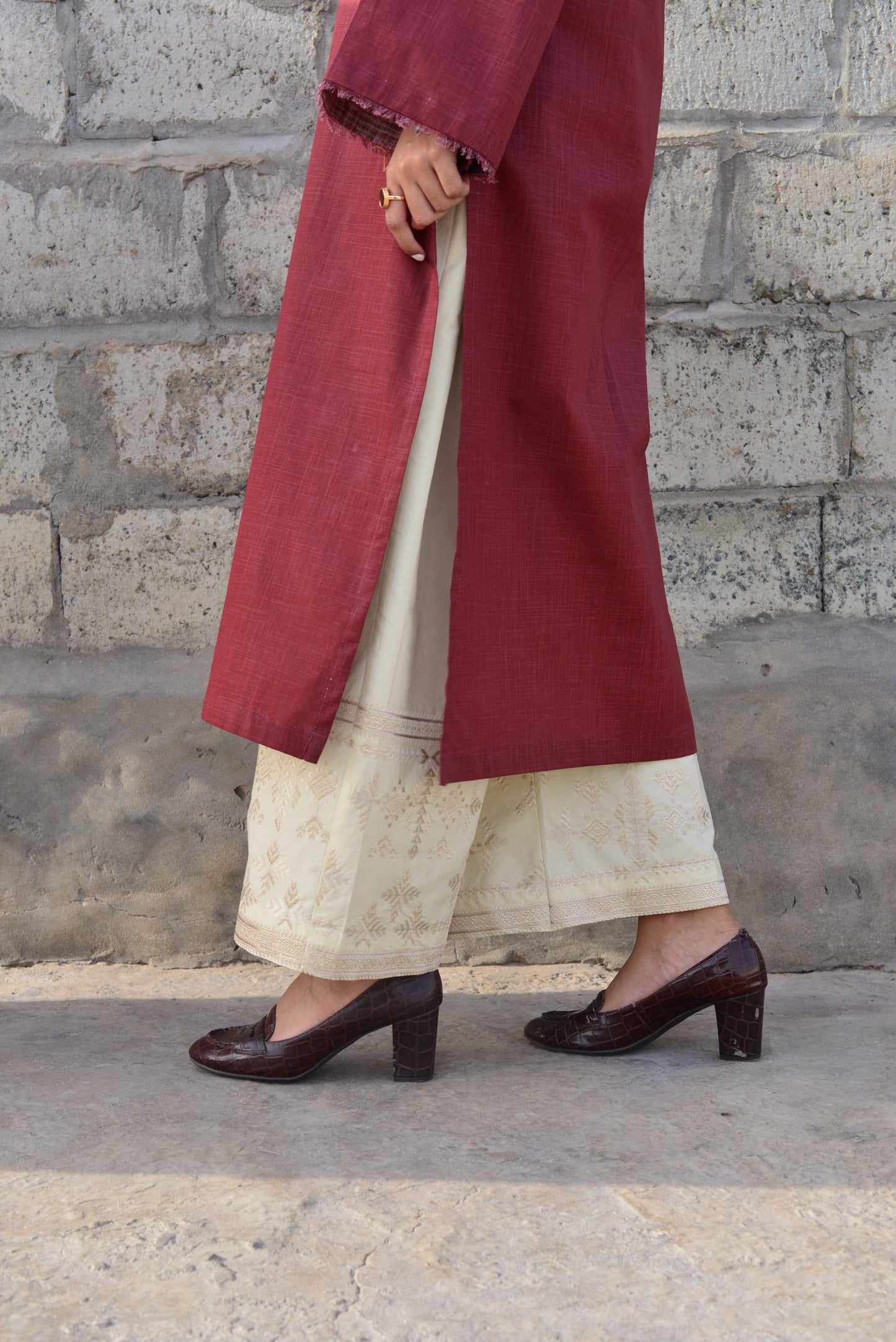 Embroidered flared cotton cullotes