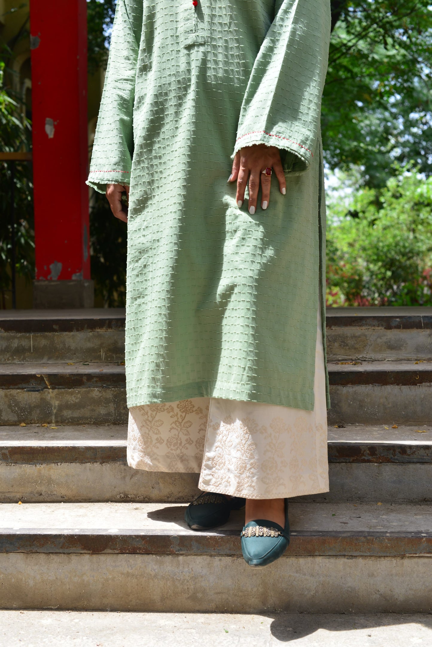 Embroidered Cotton Flared pants