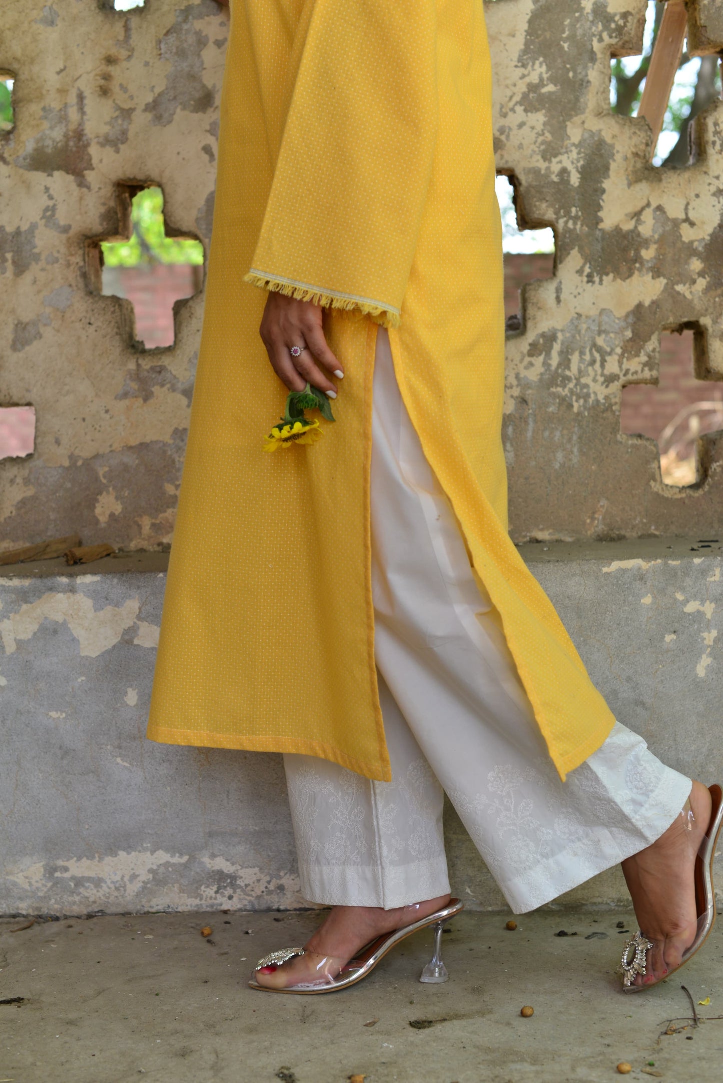 Embroidered flared cotton cullotes