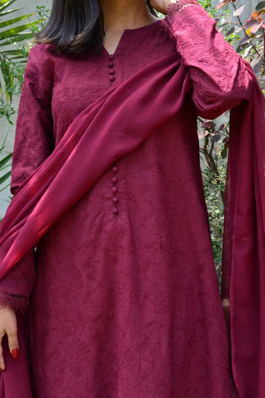 BURGUNDY 3PC CHICKENKARI SET