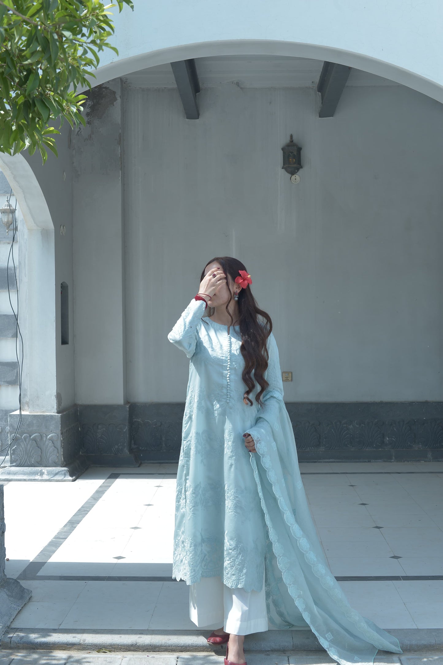 ICE BLUE 3PC EMBROIDERED SET