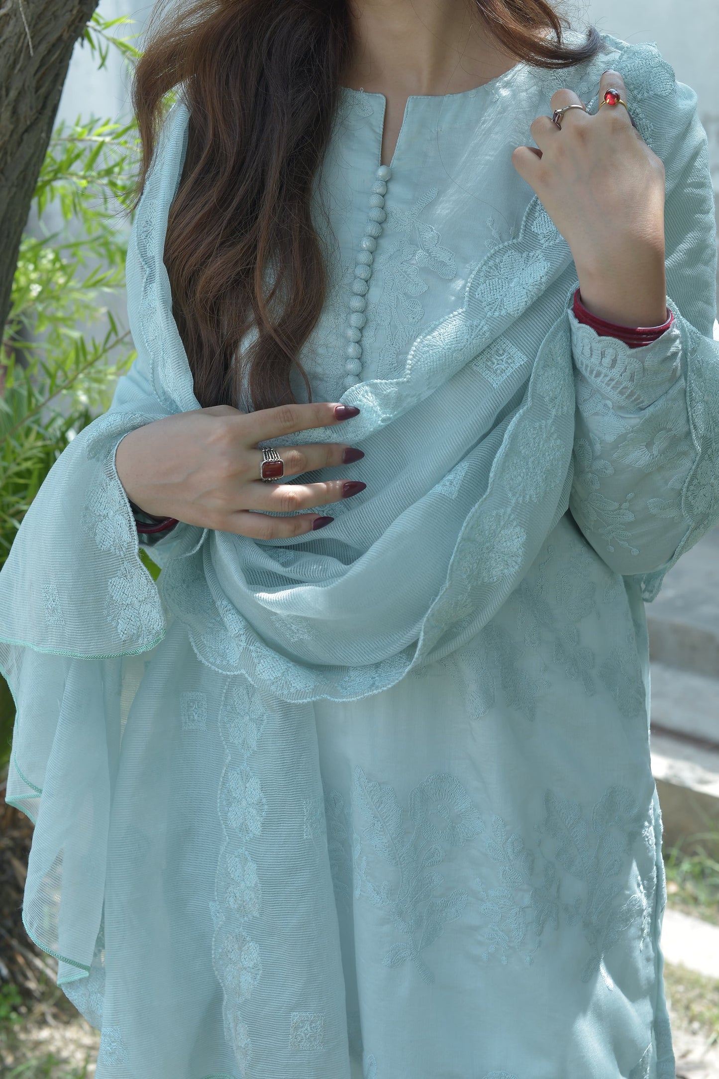 ICE BLUE 3PC EMBROIDERED SET