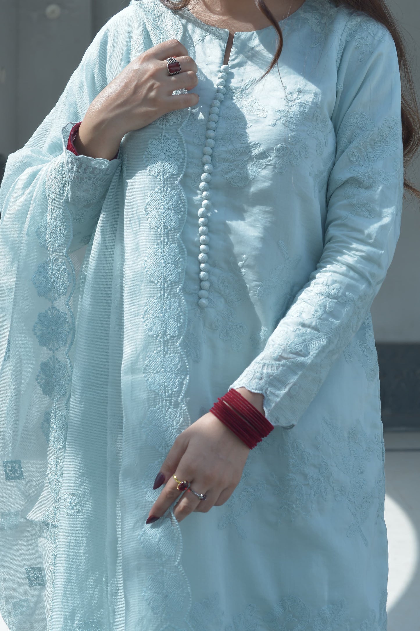 ICE BLUE 3PC EMBROIDERED SET