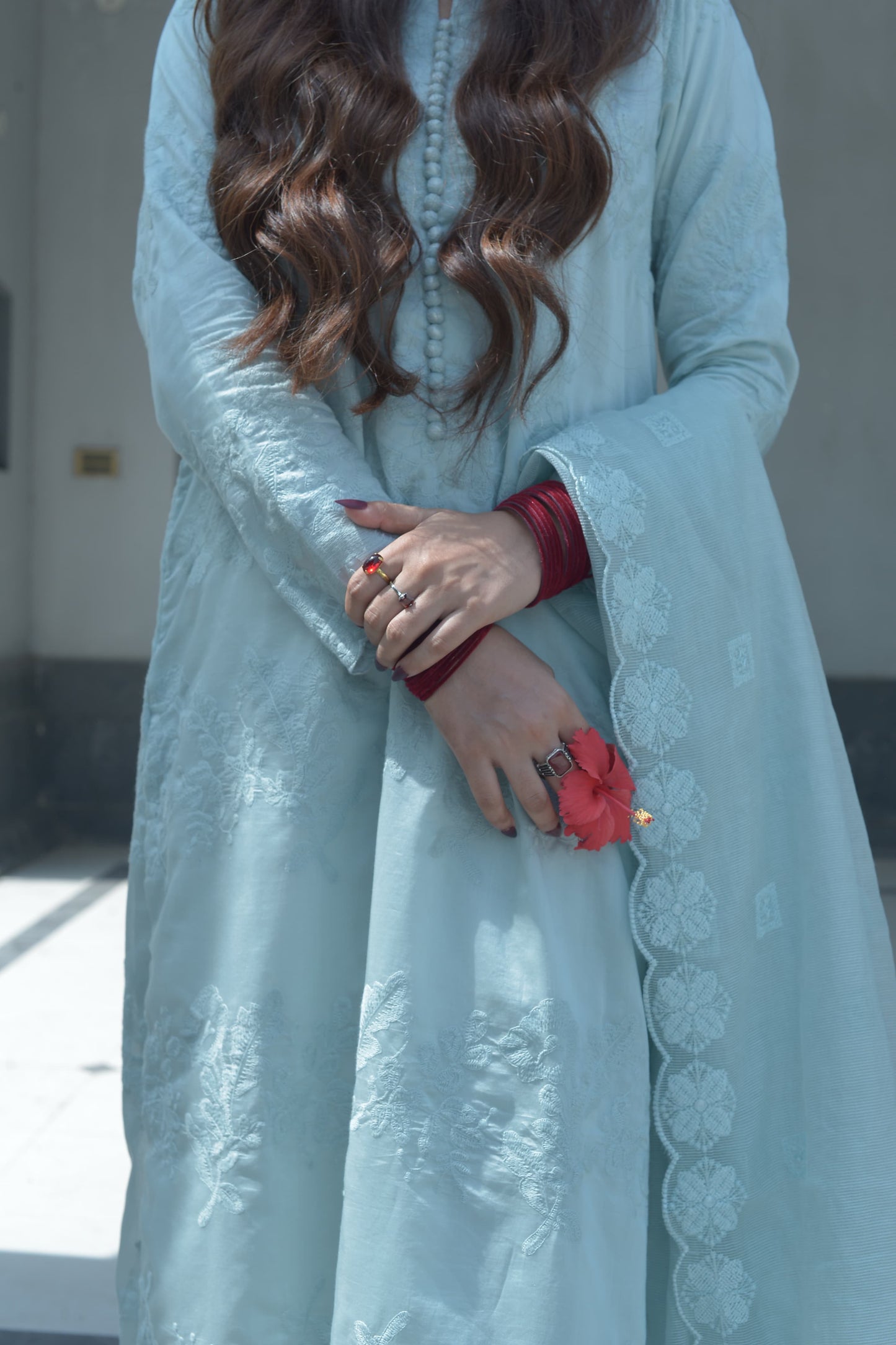 ICE BLUE 3PC EMBROIDERED SET