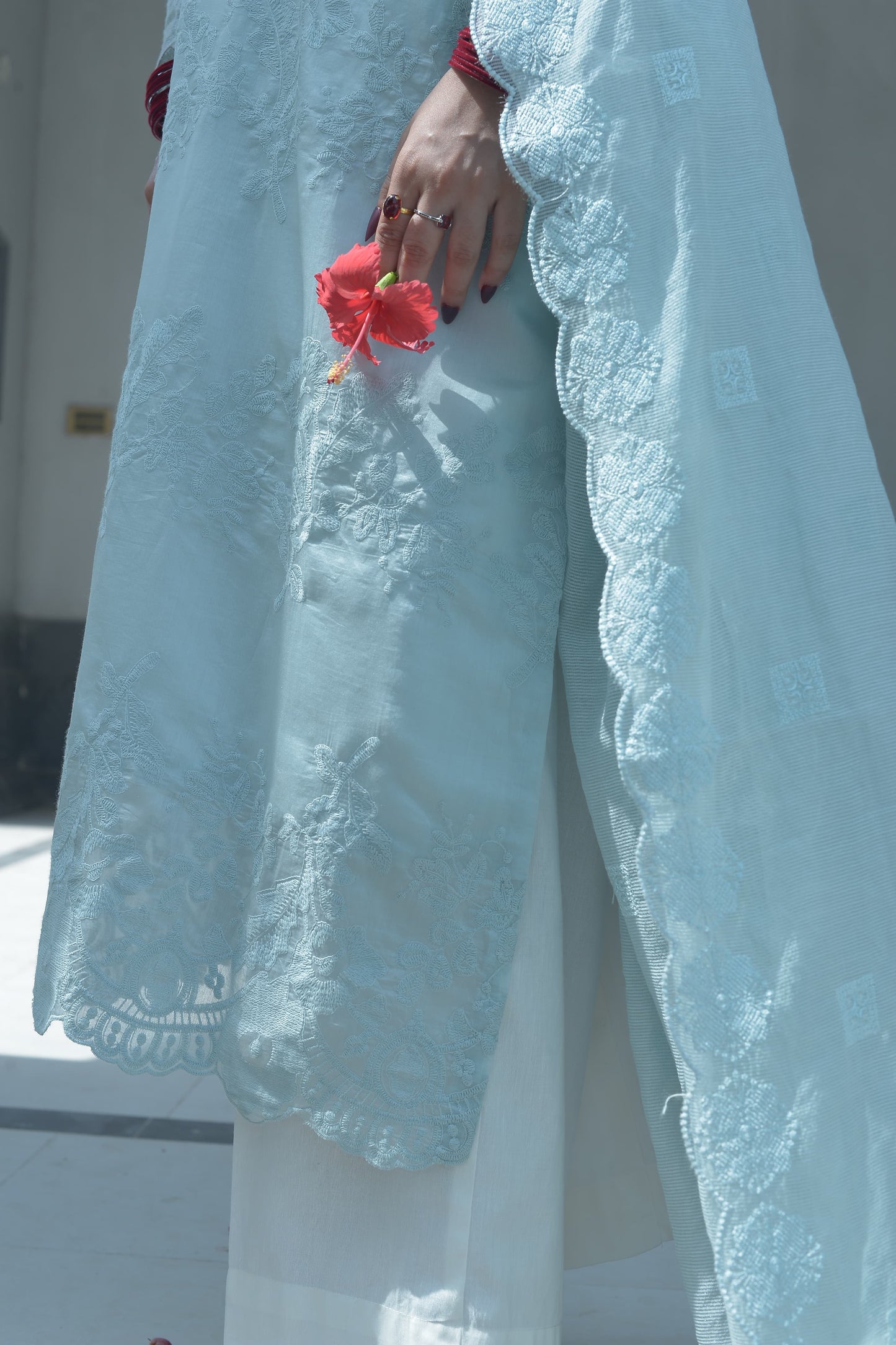ICE BLUE 3PC EMBROIDERED SET