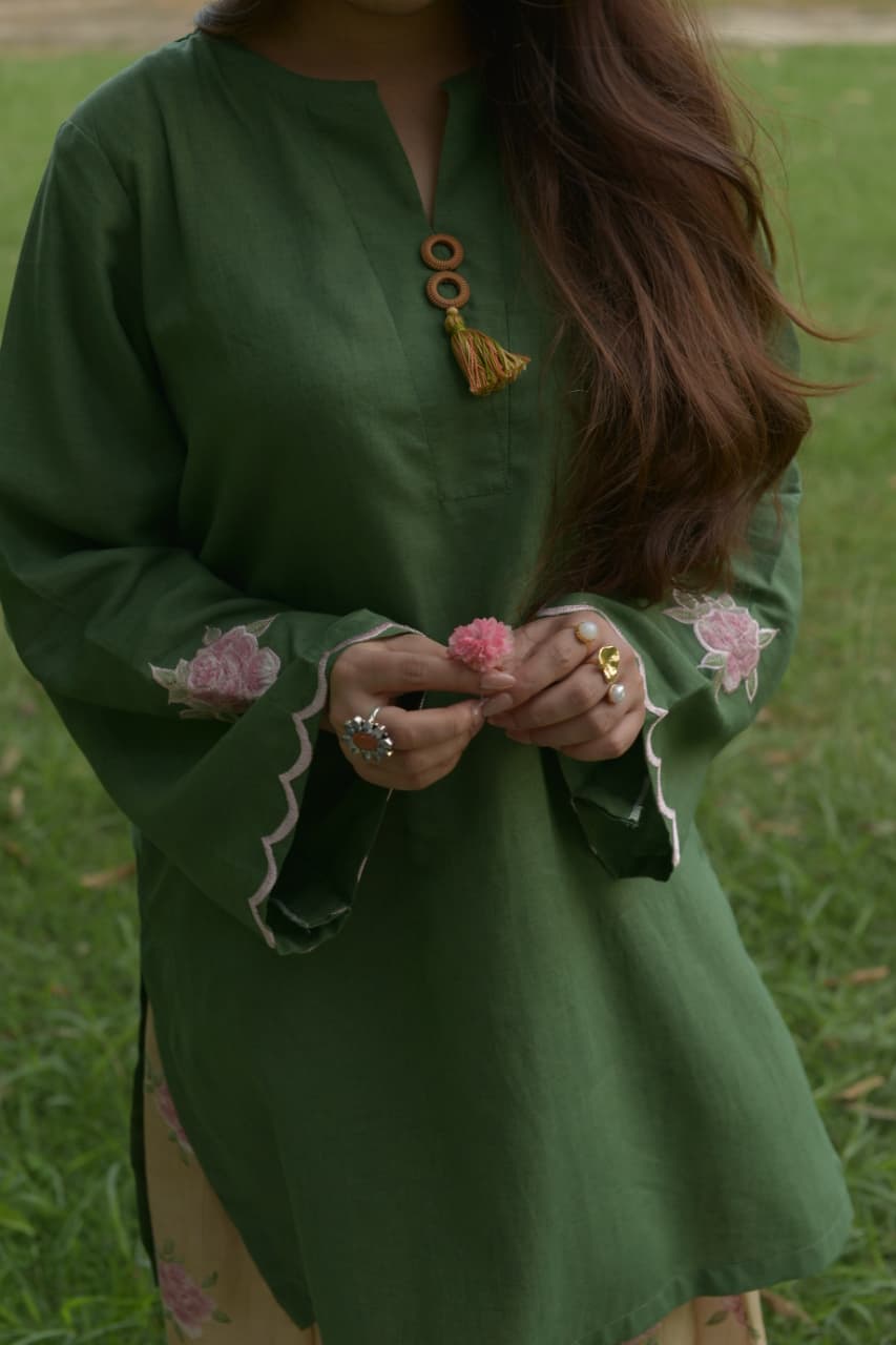 EMERALD-EMBOIDERED 2PC SET
