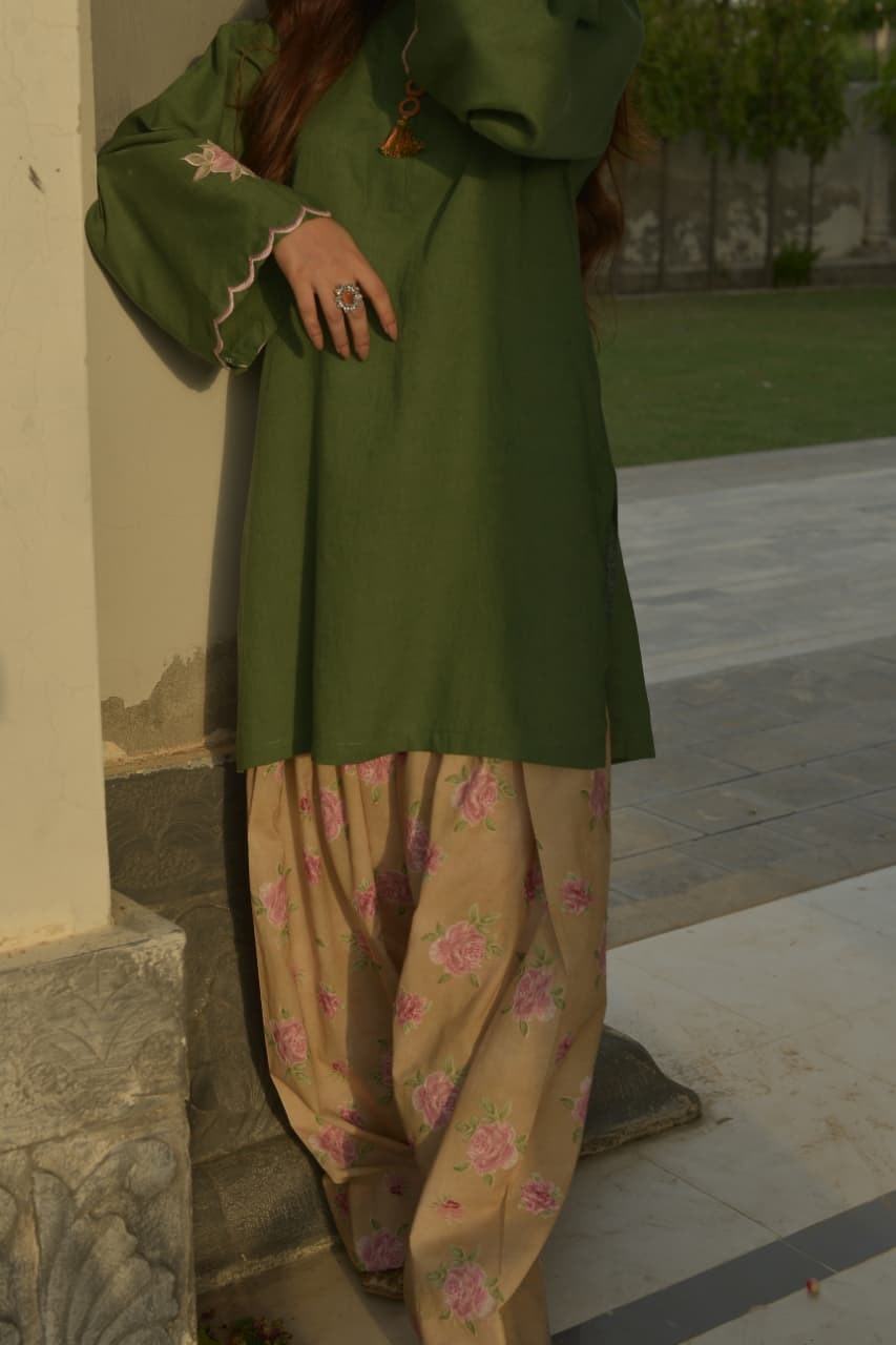 EMERALD-EMBOIDERED 2PC SET