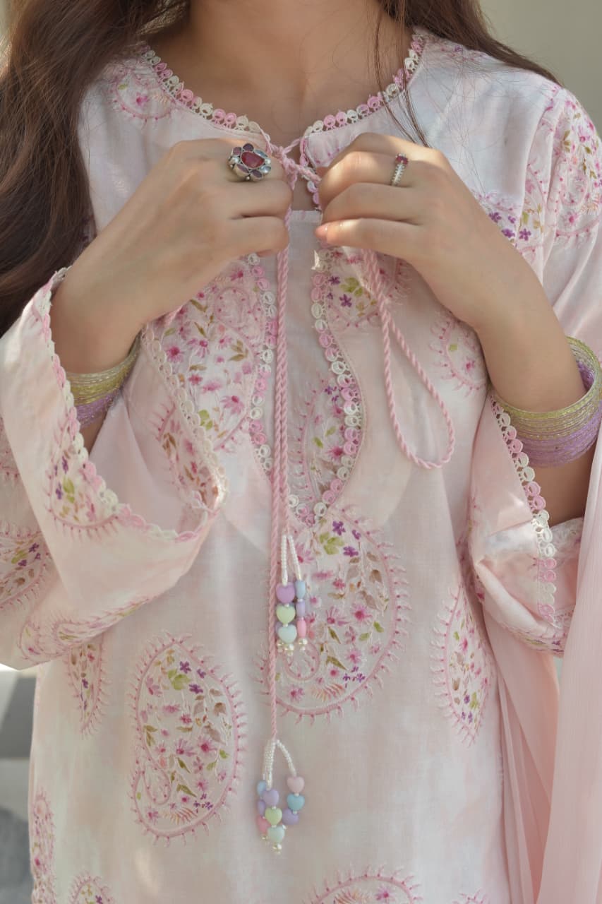 PASTEL PINK-EMBROIDERED 3PC SET