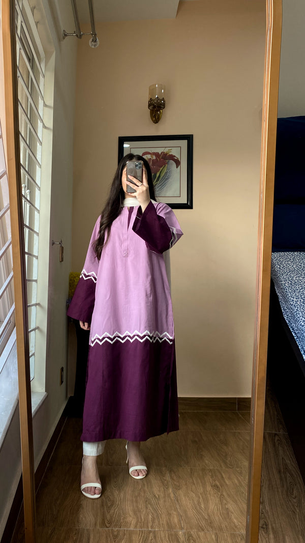 Lilac Embroidered Long Kurta