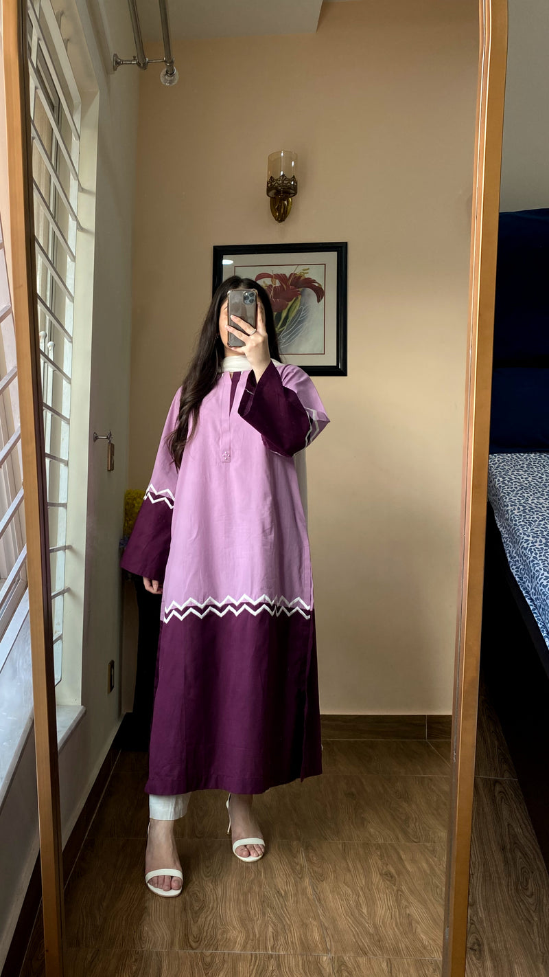 Lilac Embroidered Long Kurta