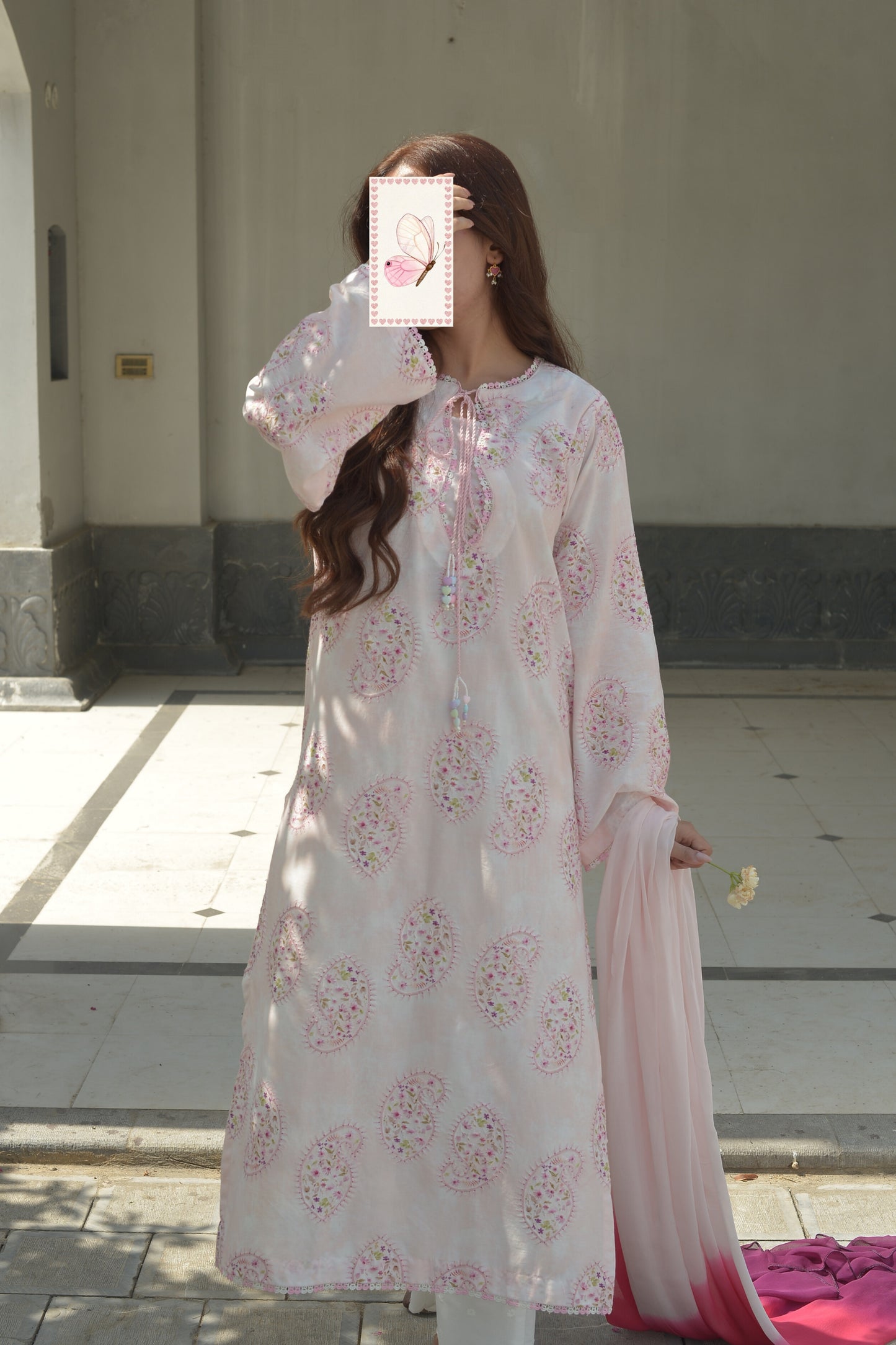PASTEL PINK-EMBROIDERED 3PC SET