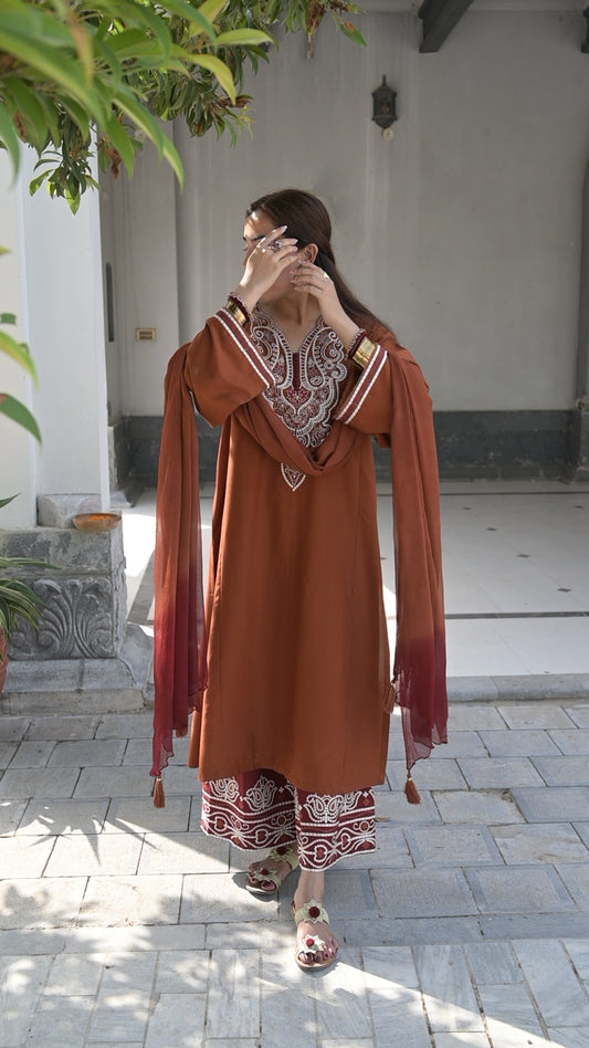 RUST-3PC EMBROIDERED SET