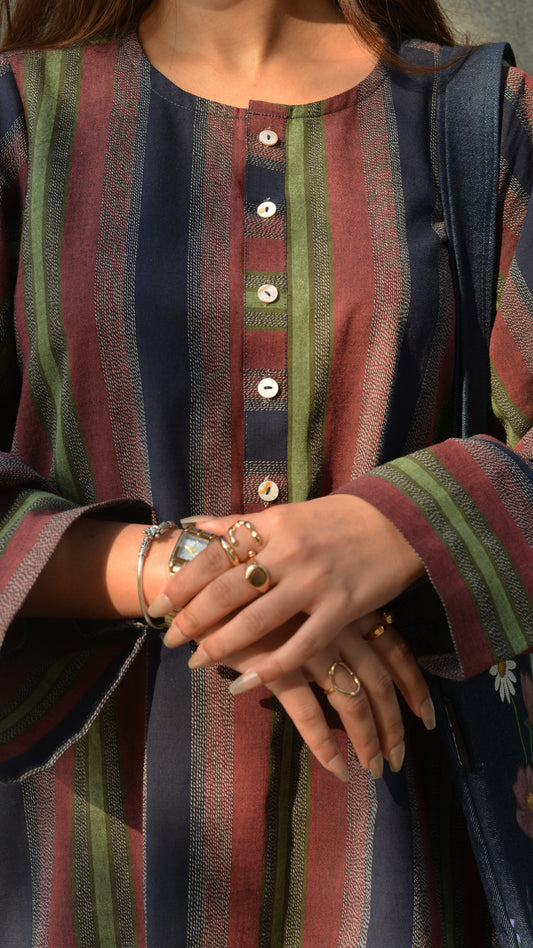 BLUEBERRY STRIPPED KURTA