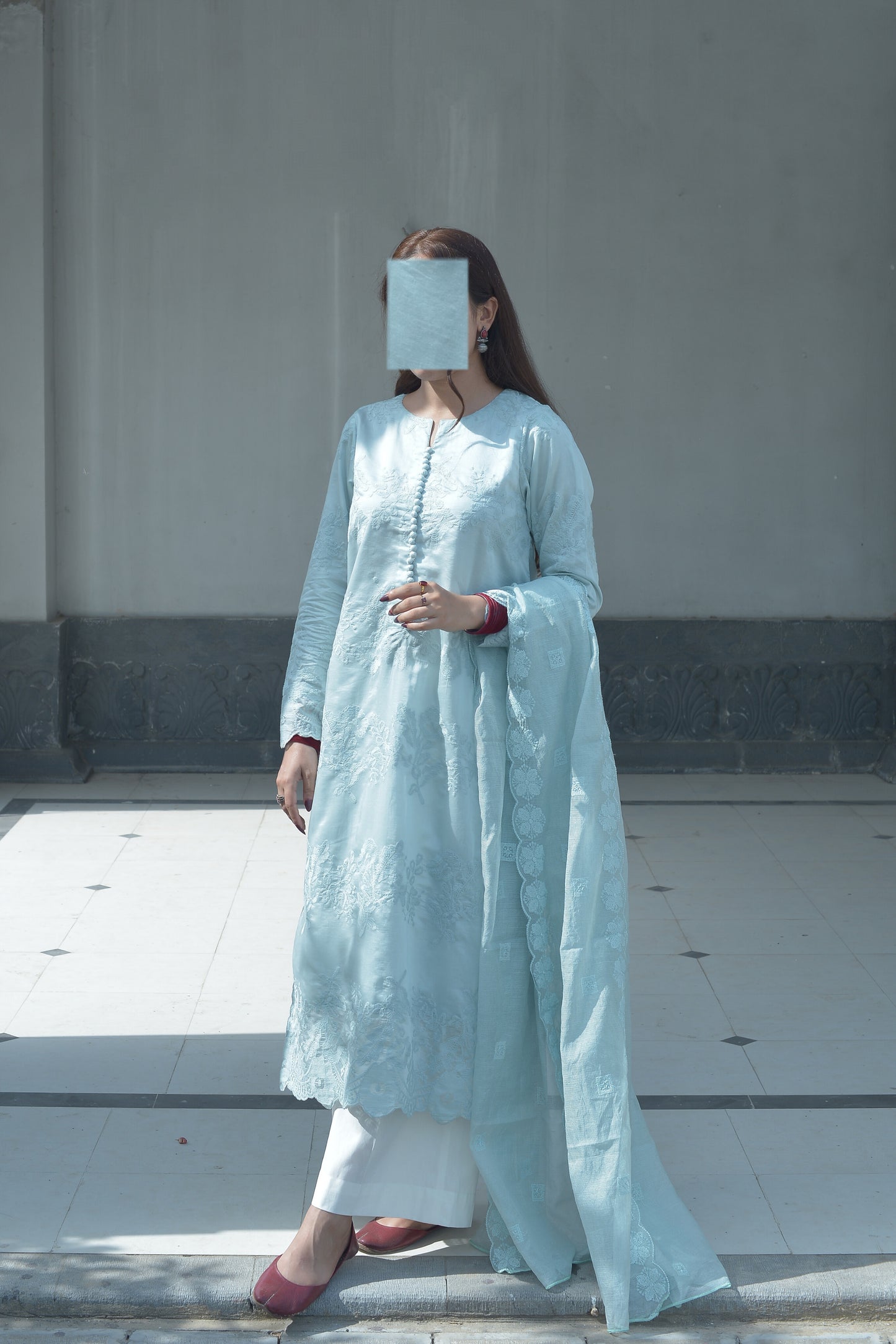 ICE BLUE 3PC EMBROIDERED SET