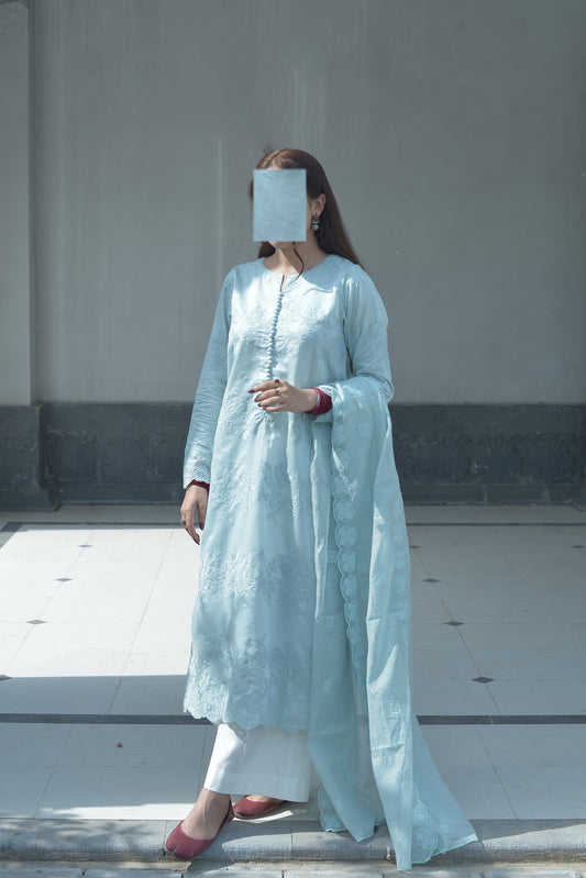 ICE BLUE-EMBROIDERED 3PC SET