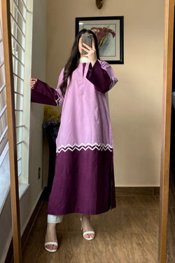 Lilac Embroidered Long Kurta