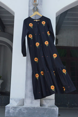 Sunflower Embroidered Long Dress