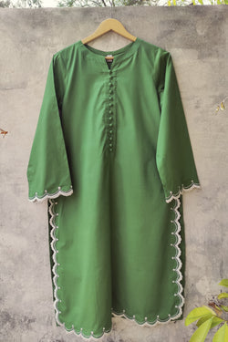 Green Embroidered Long Kurta